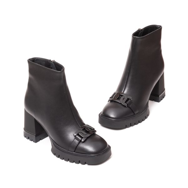 Botine dama piele, W1W300003 01-N, negru Botine dama cu toc Trapez Botine dama 2