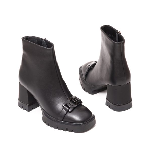 Botine dama piele, W1W300003 01-N, negru Botine dama cu toc Trapez Botine dama 6