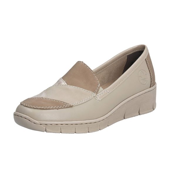 Mocasini dama Rieker din piele 53785-60 Incaltaminte dama culoare Bej Incaltaminte dama