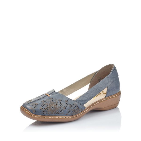 Pantofi de vara din piele naturala 41396-12 Incaltaminte dama culoare Bleu Incaltaminte dama