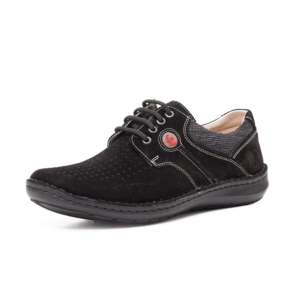 Pantofi casual de vara piele intoarsa, OT9560 01-2 Incaltaminte barbati culoare Negru Incaltaminte barbati