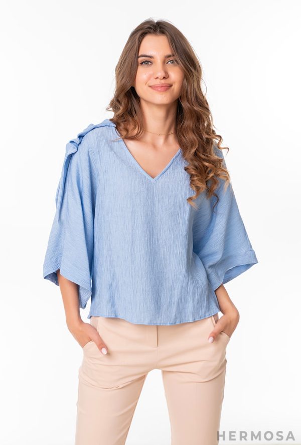 Bluza Leyla Bleu Bluze culoare Bleu Bluze