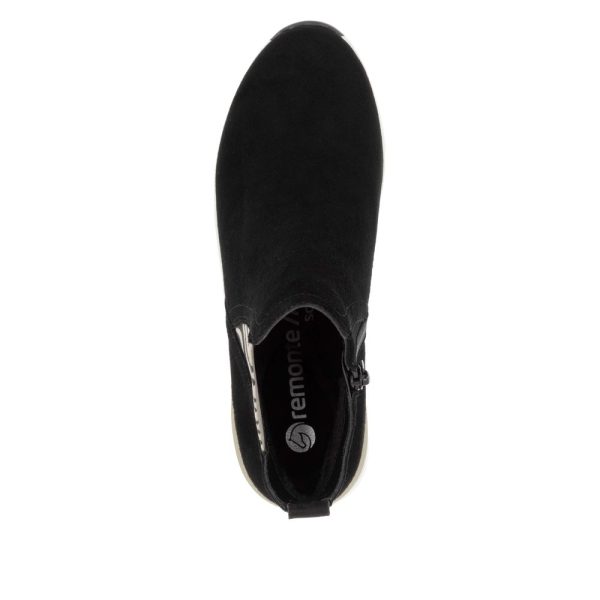 Botine cu toc wedge și detalii chic din piele întoarsă D0T75-03 Botine dama culoare Negru Botine dama 8