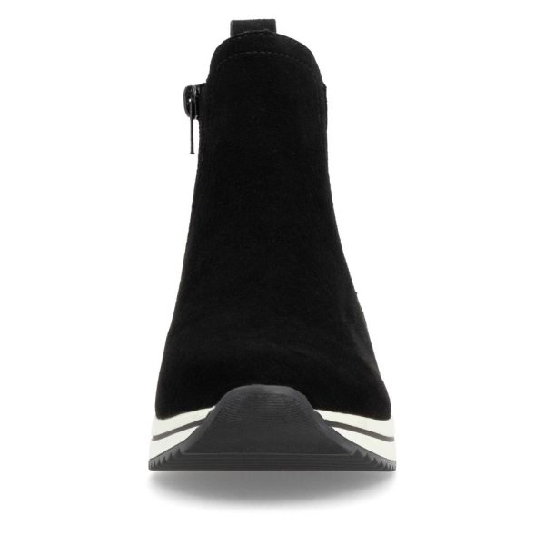 Botine cu toc wedge și detalii chic din piele întoarsă D0T75-03 Botine dama culoare Negru Botine dama 9