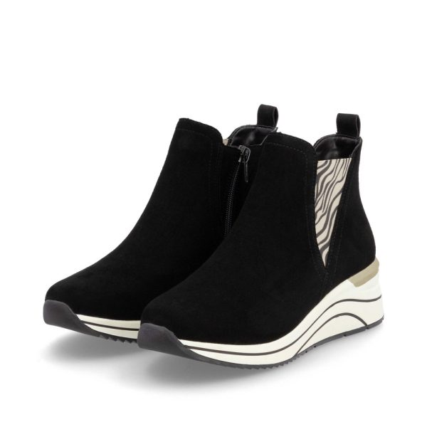 Botine cu toc wedge și detalii chic din piele întoarsă D0T75-03 Botine dama culoare Negru Botine dama 11