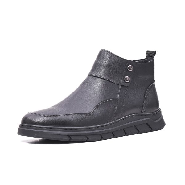 Ghete barbat, piele naturala, E6E650008B 01-N Ghete barbati culoare Negru Ghete barbati