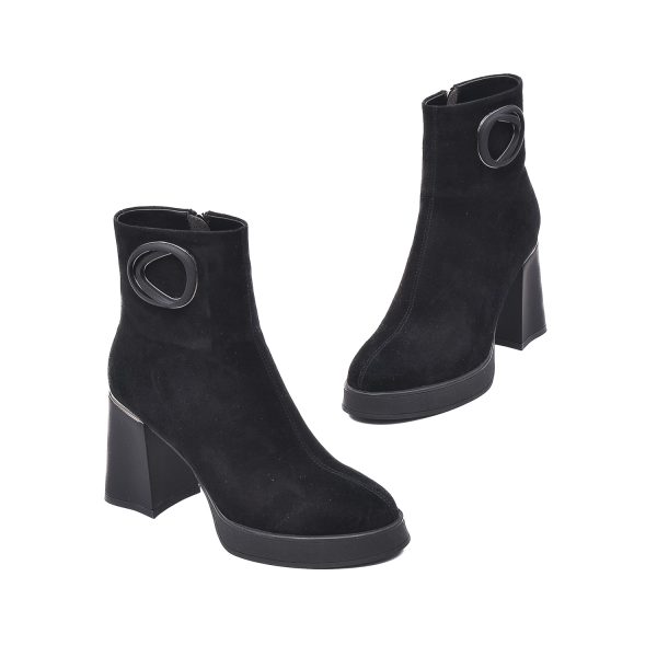 Botine cu platforma, piele naturala de antilopa, K3K350046A 01-I Botine dama culoare Negru Velur Botine dama 2