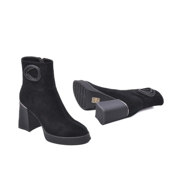 Botine cu platforma, piele naturala de antilopa, K3K350046A 01-I Botine dama culoare Negru Velur Botine dama 5