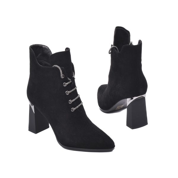 Botine elegante cu sireturi artingintii, Z922B643-F757-015B 01-I Botine dama culoare Negru Botine dama 6