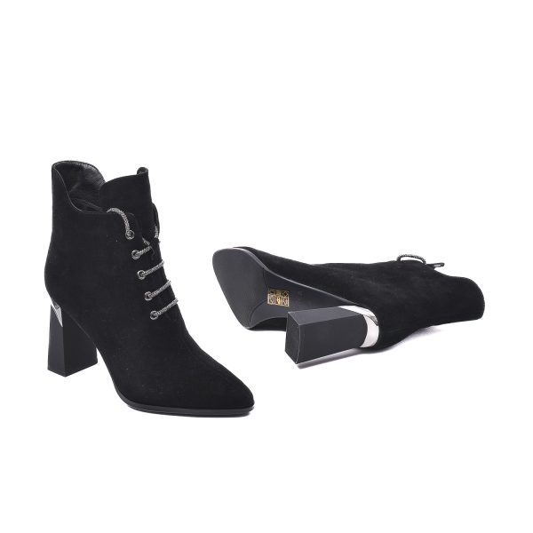 Botine elegante cu sireturi artingintii, Z922B643-F757-015B 01-I Botine dama culoare Negru Botine dama 5