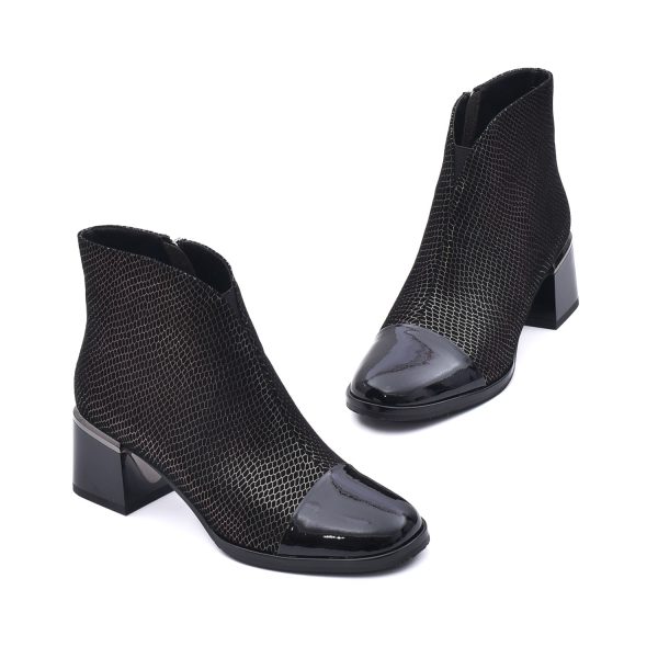 Botine elegante, piele naturala texturata, K3K350071 O7-I Botine dama culoare Negru Botine dama 2